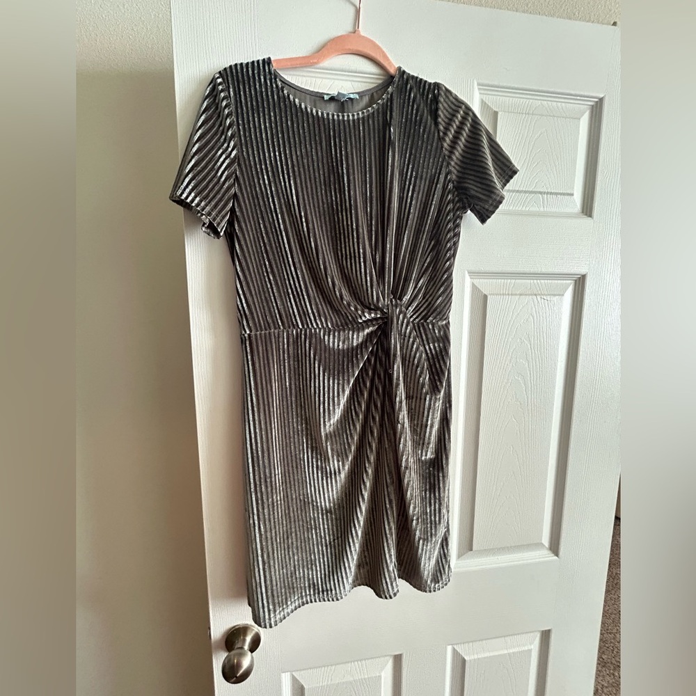 She + Sky Gray Ribbed Dress